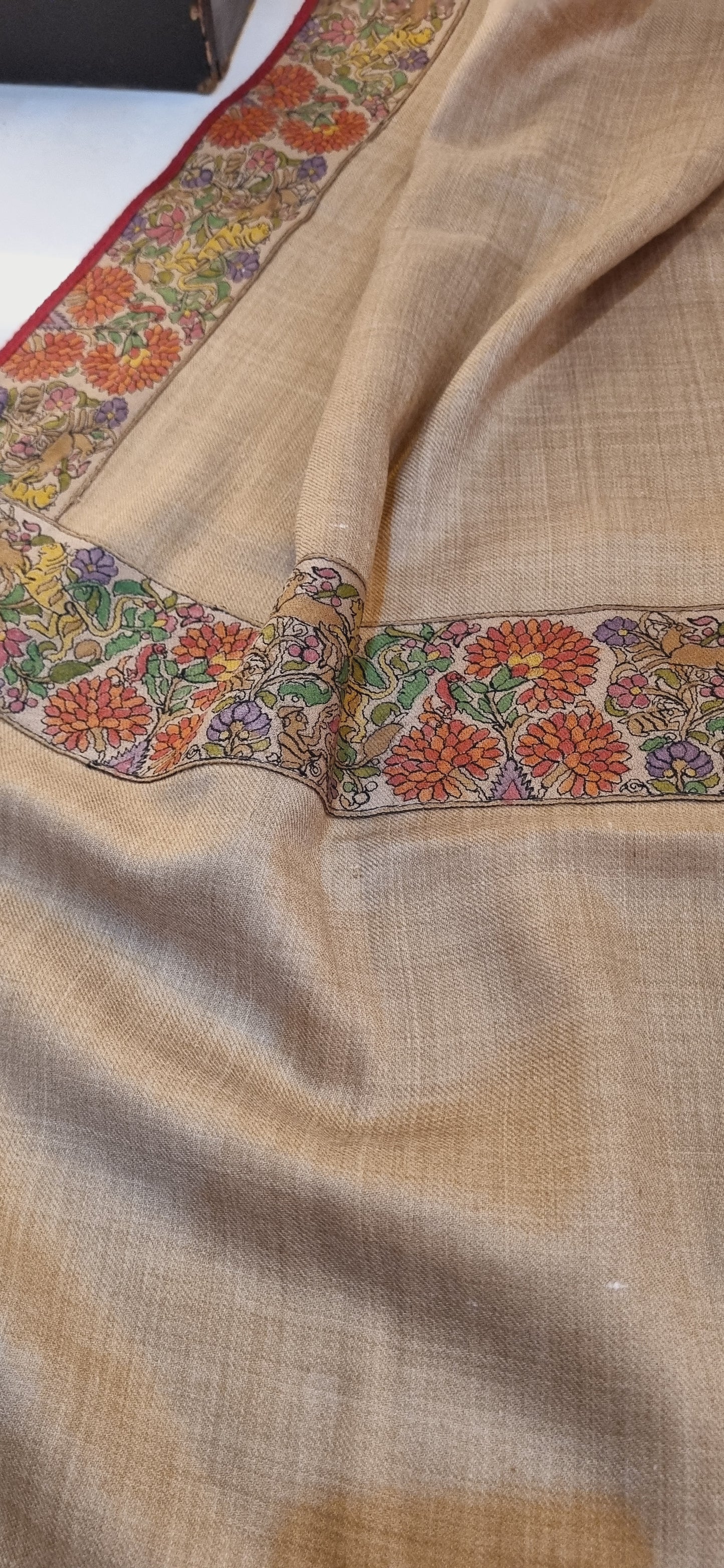 Pashmina shawl with kalamkar border