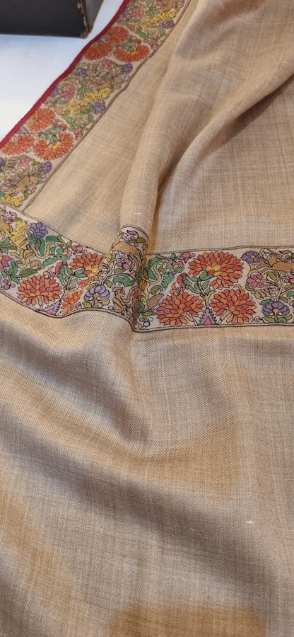 Pashmina shawl with kalamkar border
