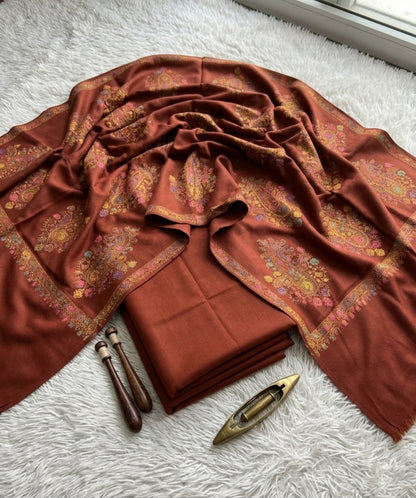 Embroidered three piece: Pashmina
