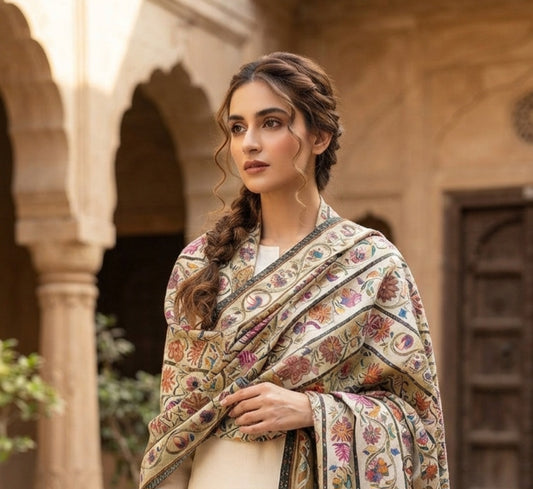 Reelkar embroidered minishawl: pashmina