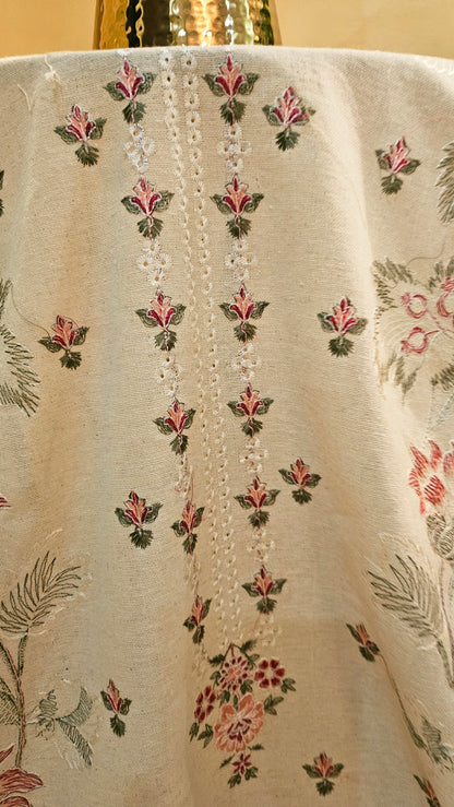 Embroidered three piece: Karandi khaddar