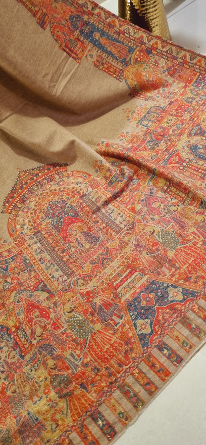 Moonlight darbari kaani border Pashmina