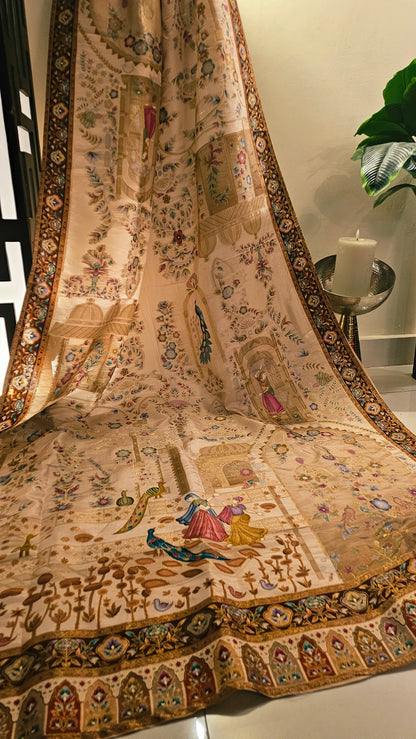 Meenakari shawl:Patola silk