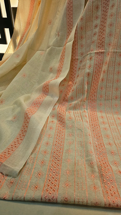 Embroidered three piece: Karandi khaddar