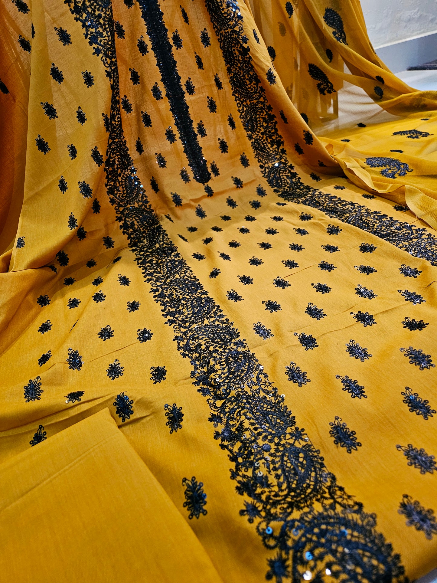 Lawn embroidered three piece
