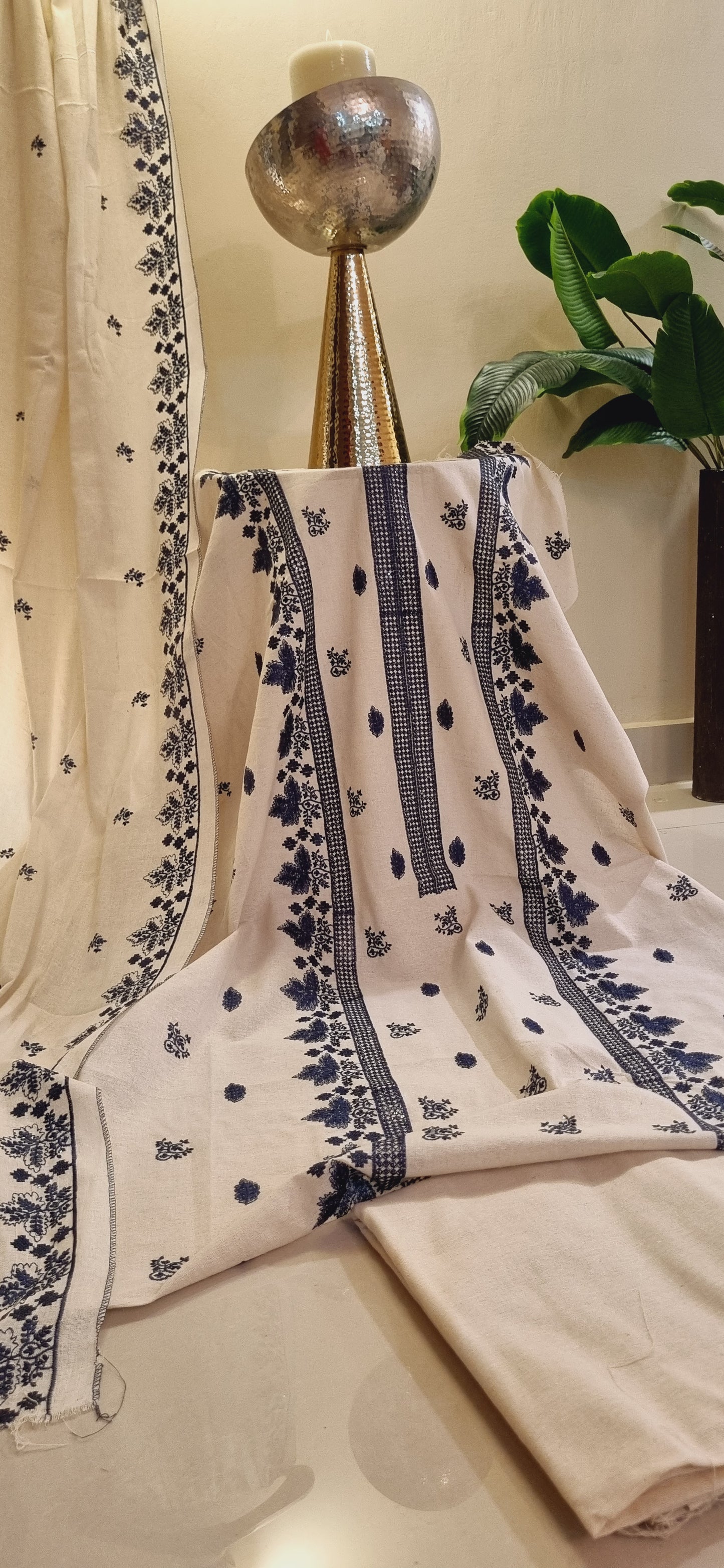 Embroidered karandi khaddar Three piece