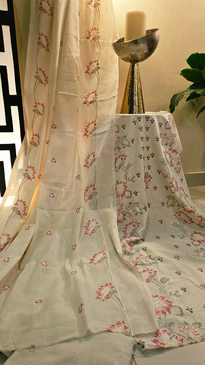 Embroidered three piece: Karandi khaddar