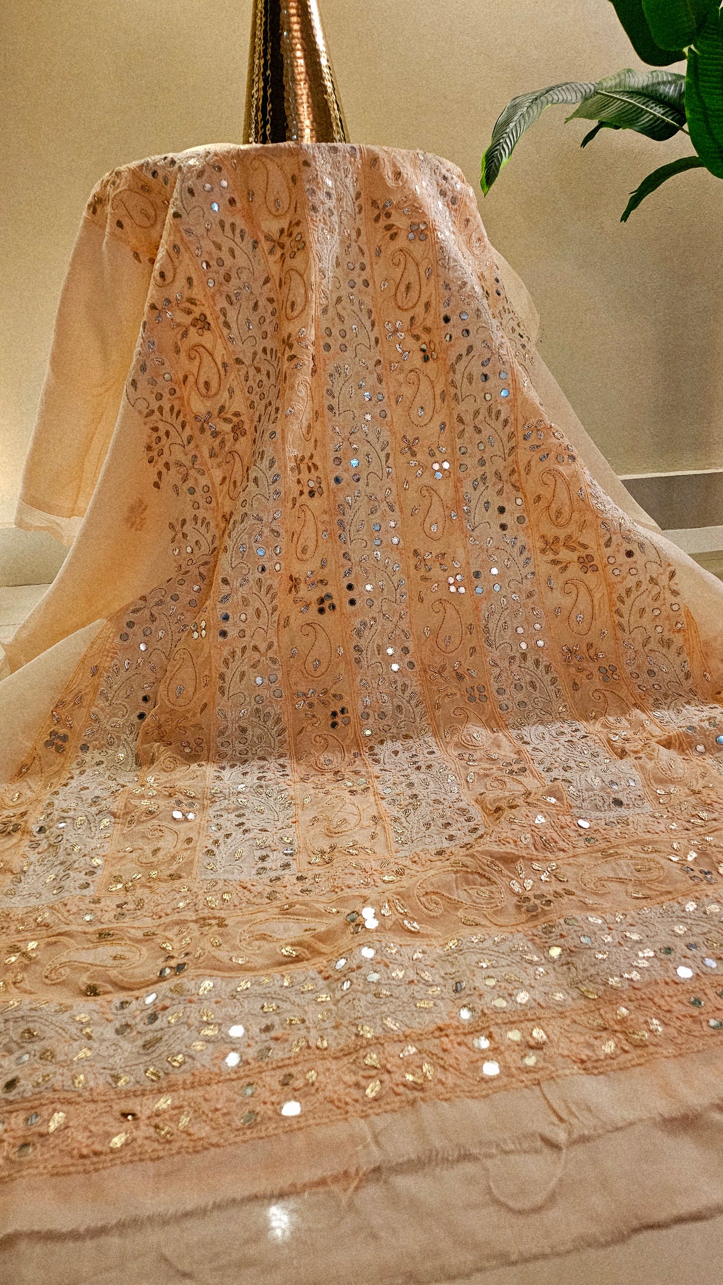 Chikankari shirt with gota and mirror work
