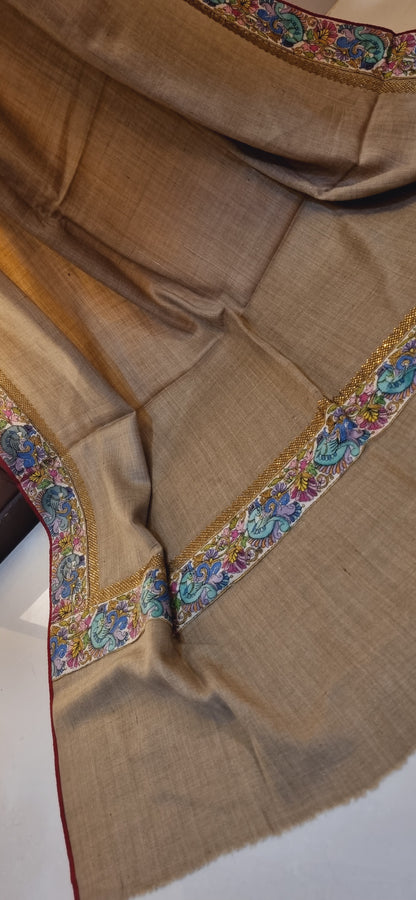 Pashmina with kalamkar and swarovski border