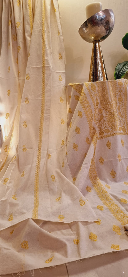 Khaddar karandi embroidered three piece