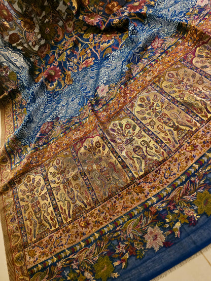 Silk kaani shawl with chantilly