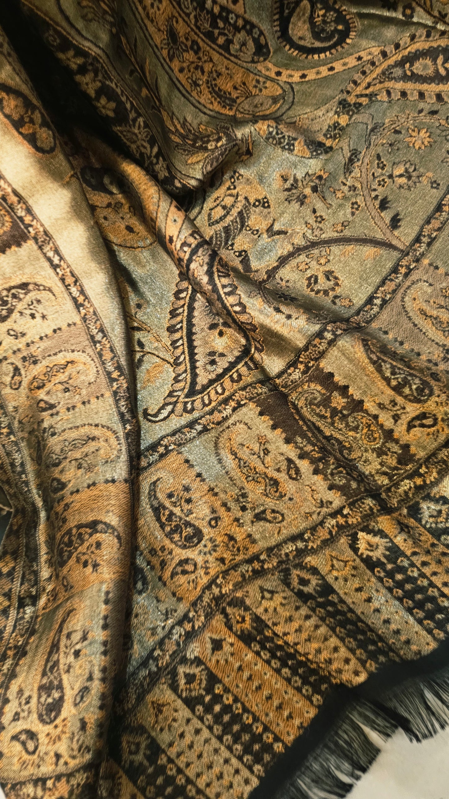 Moonlight reversible gandhara kaani: Pashmina