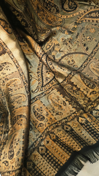 Moonlight reversible gandhara kaani: Pashmina