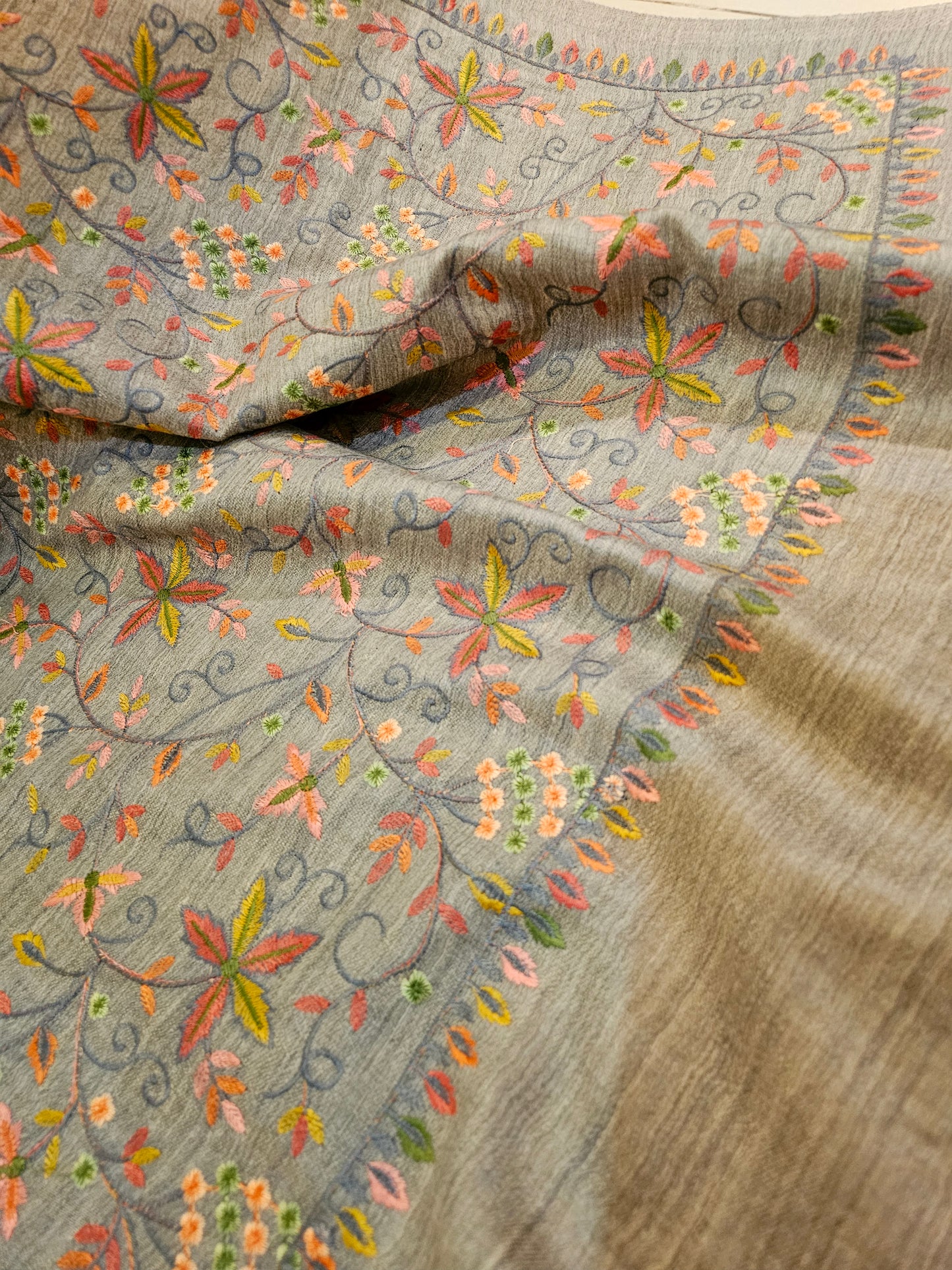 Papermachi embroidered reversible toosh shawl