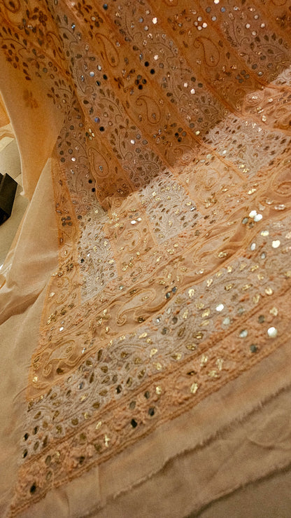 Chikankari shirt with gota and mirror work