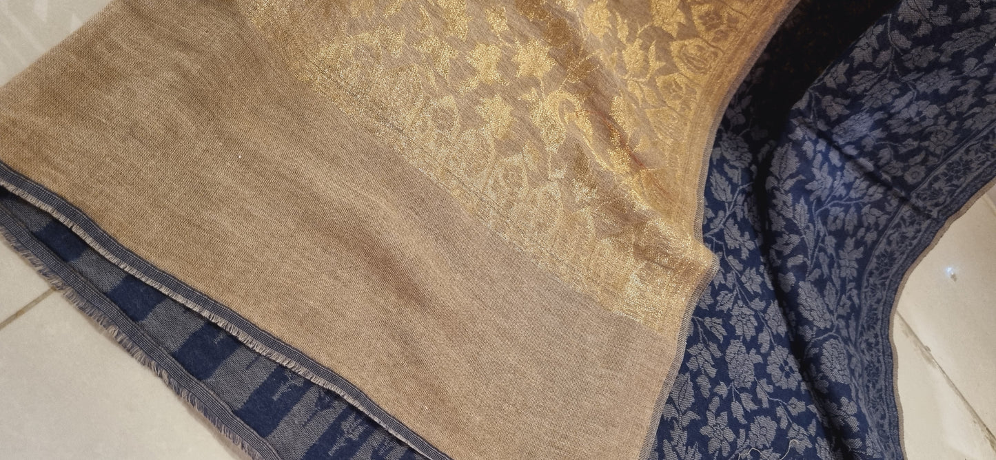 Reversible pashmina kaani shawls