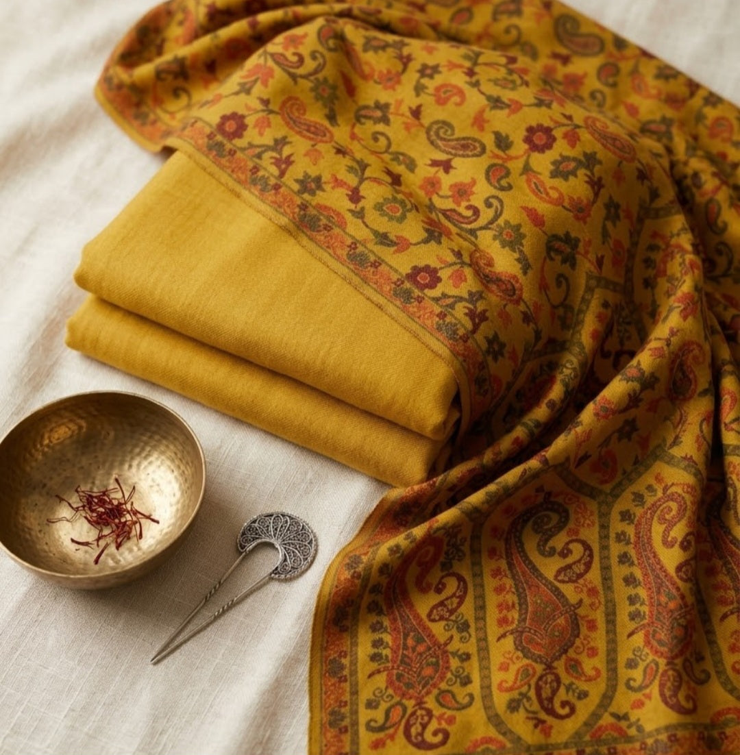 kaani suit: woollen pashmina