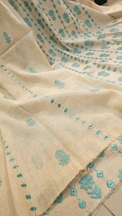 Embroidered three piece: Karandi khaddar