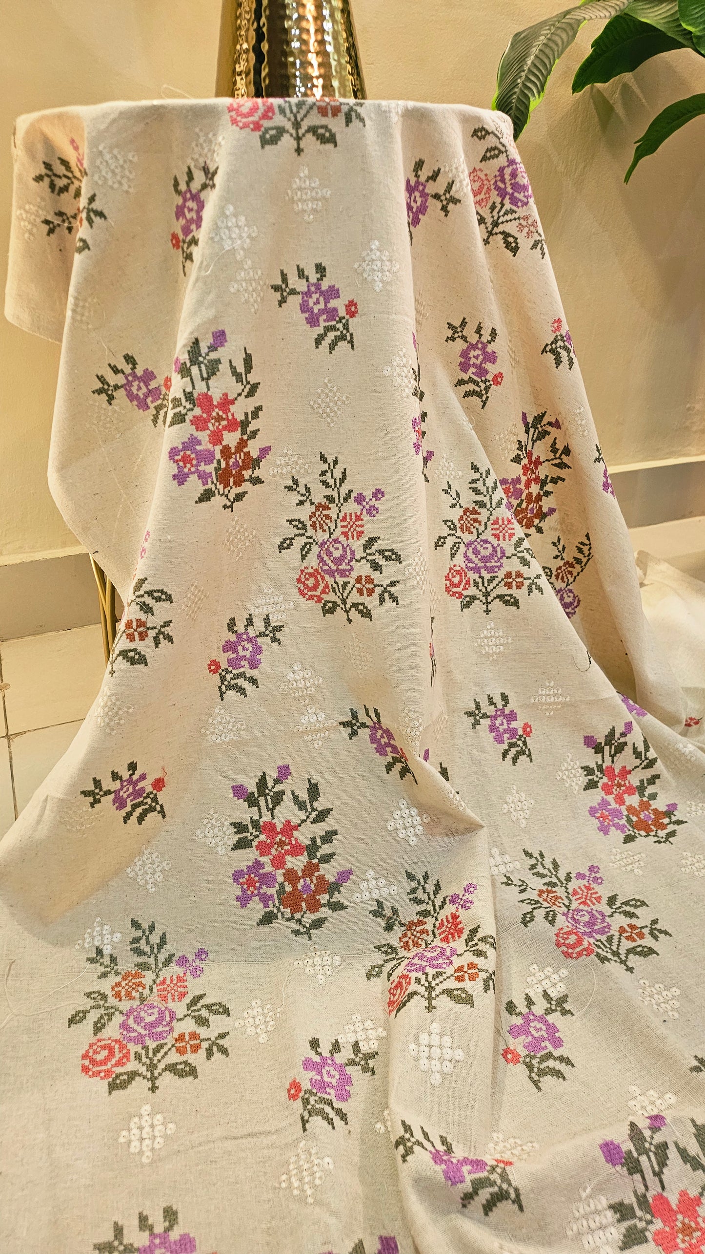 Embroidered three piece: Karandi khaddar