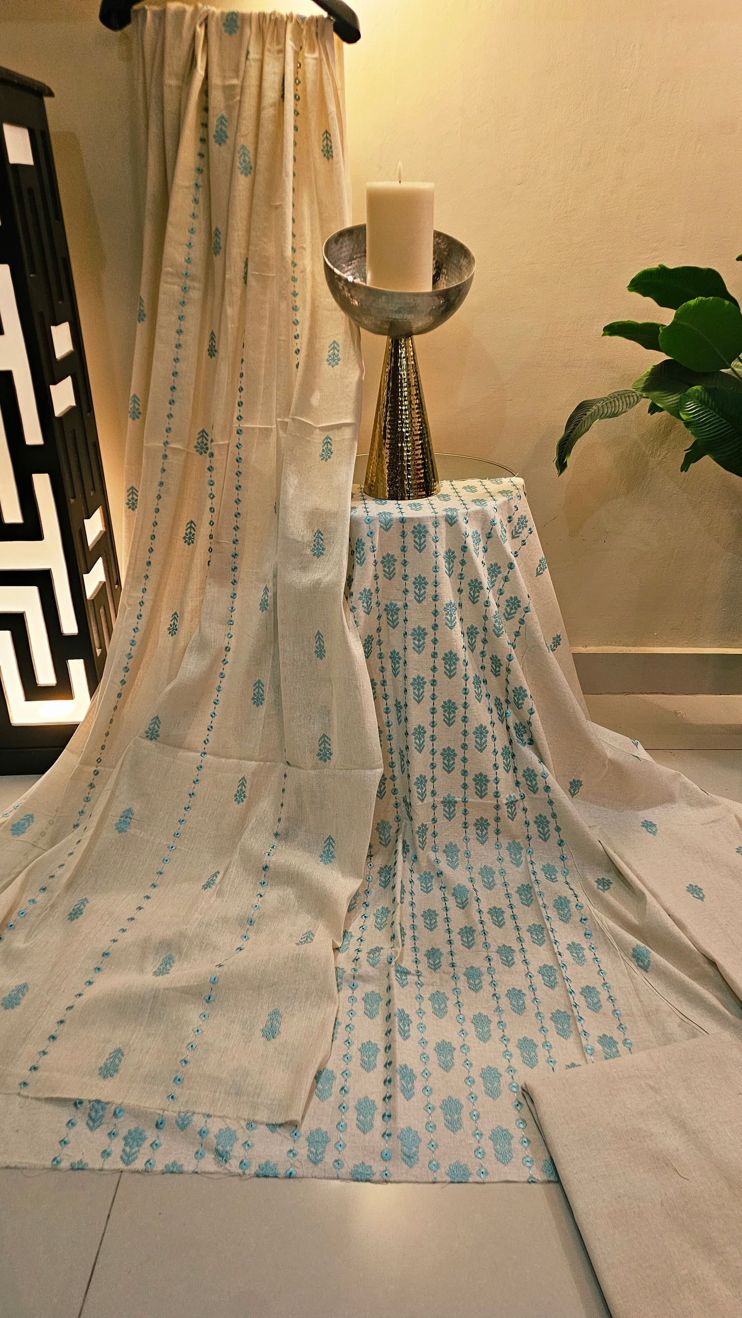 Embroidered three piece: Karandi khaddar