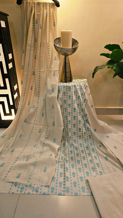 Embroidered three piece: Karandi khaddar