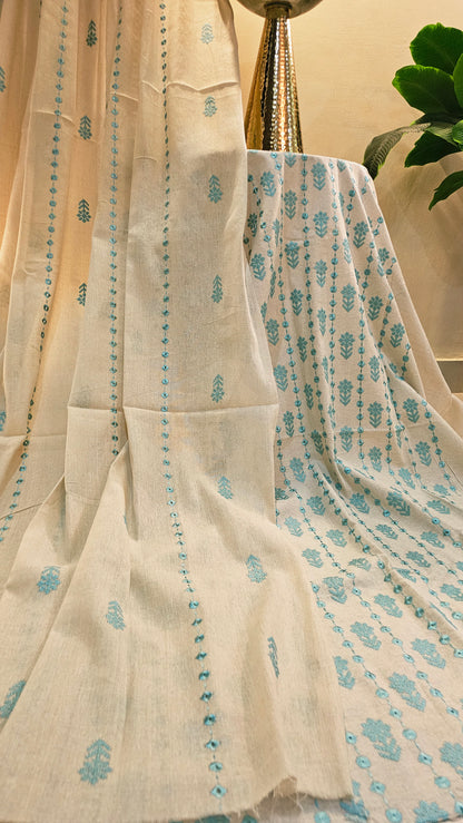 Embroidered three piece: Karandi khaddar