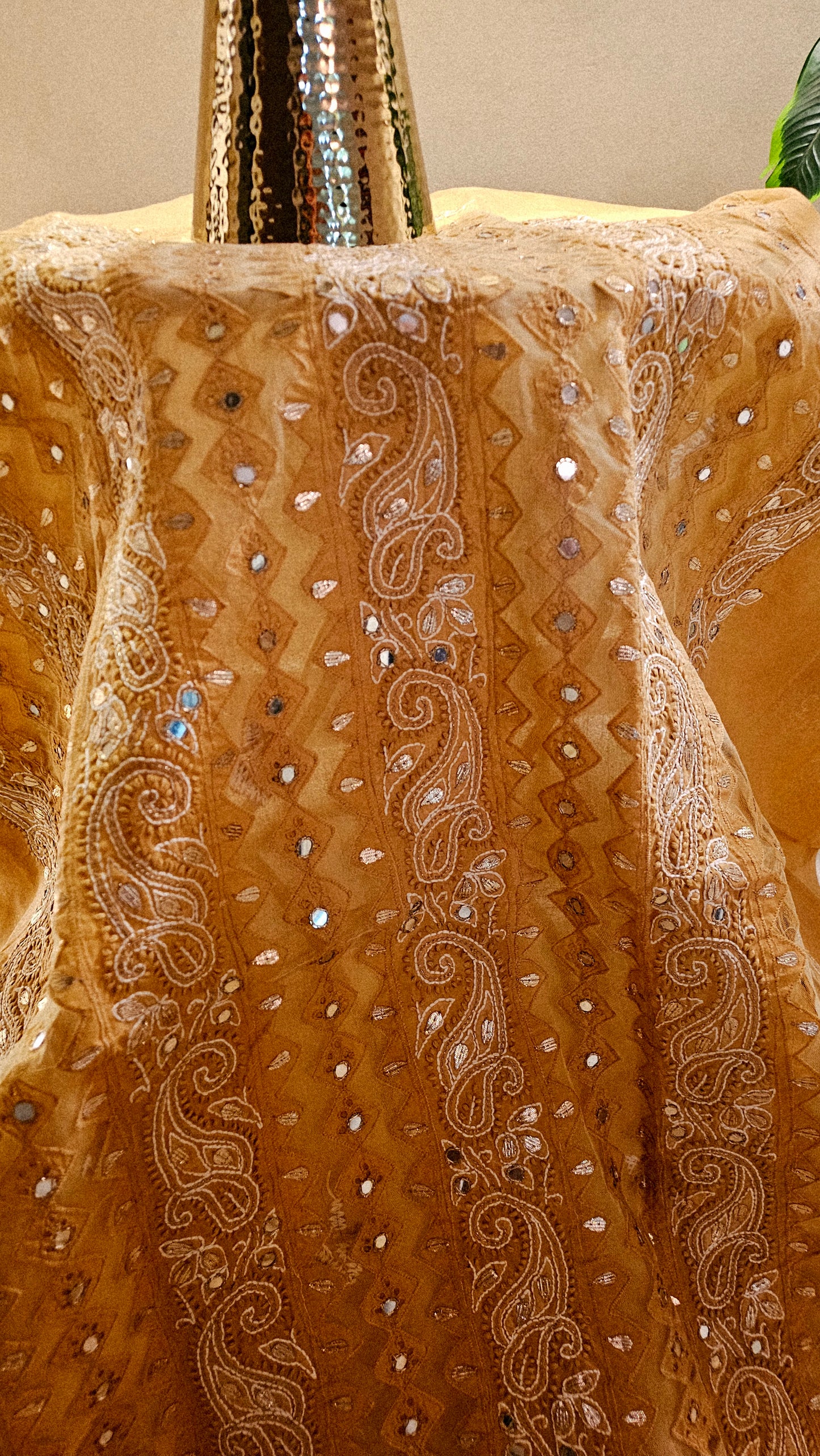 Chikankari embroidered shirt with gota and mirror work