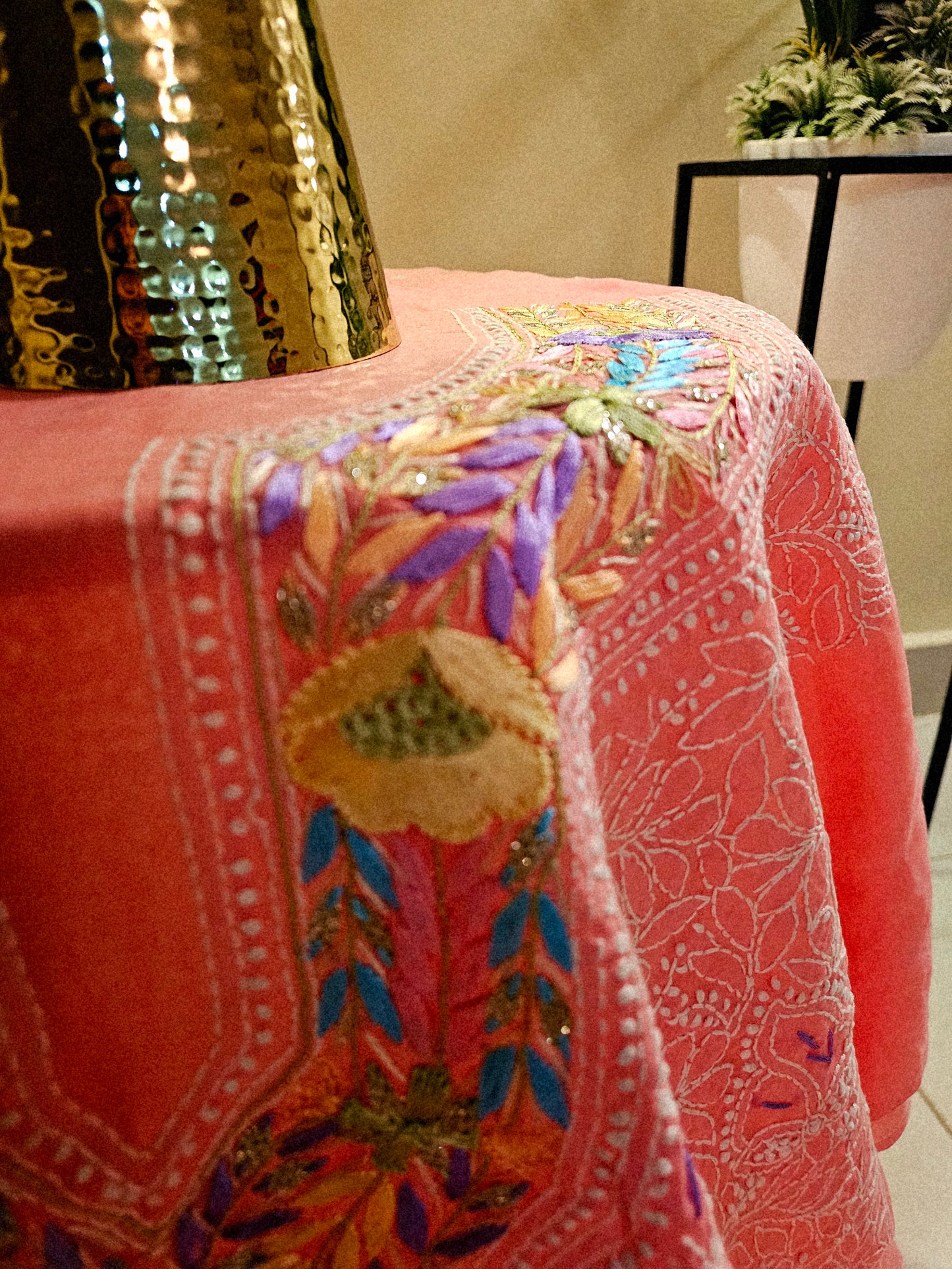 Parsai gara embroidered chikankari shirt