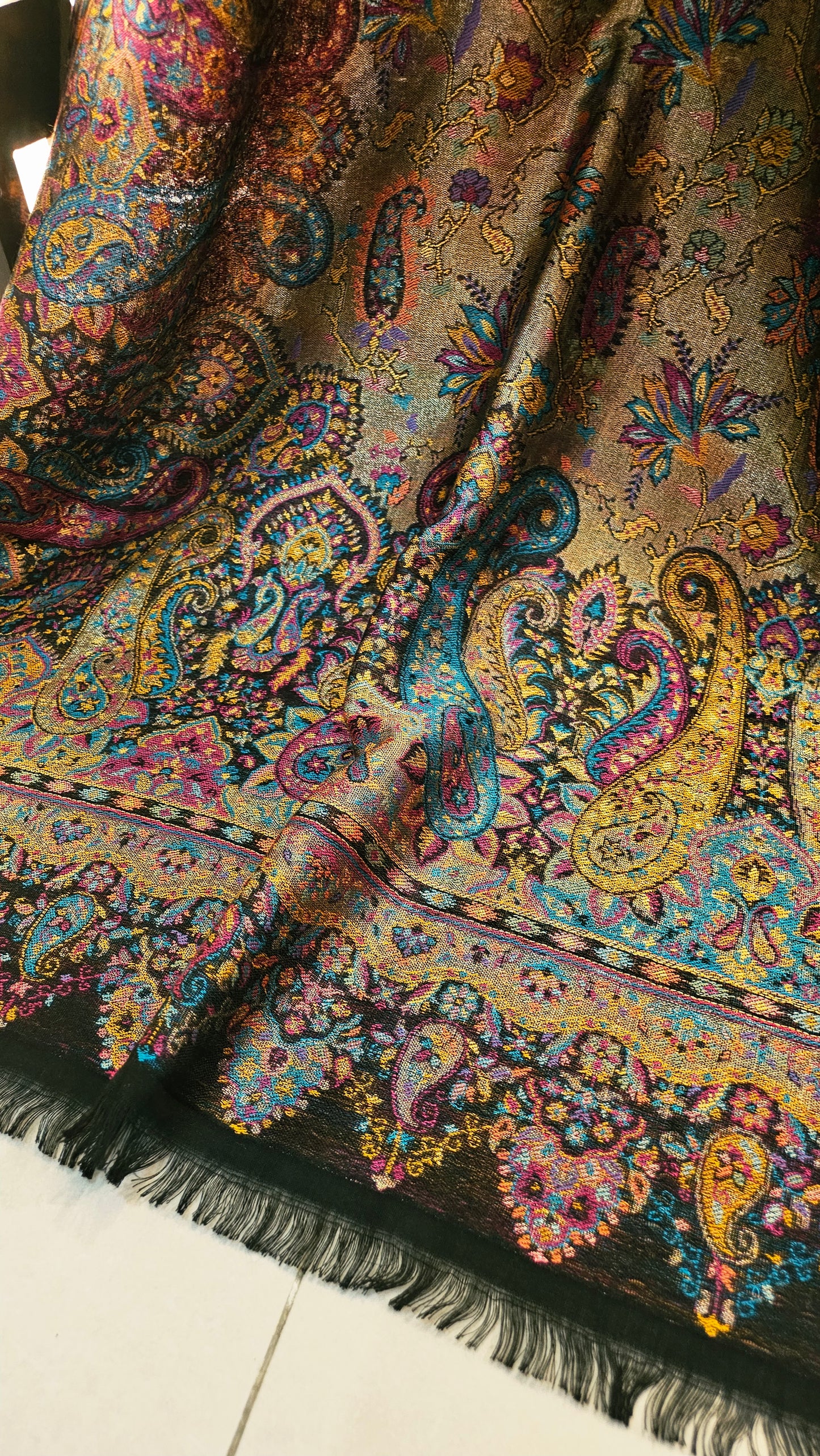 Moonlight reversible gandhara kaani: Pashmina