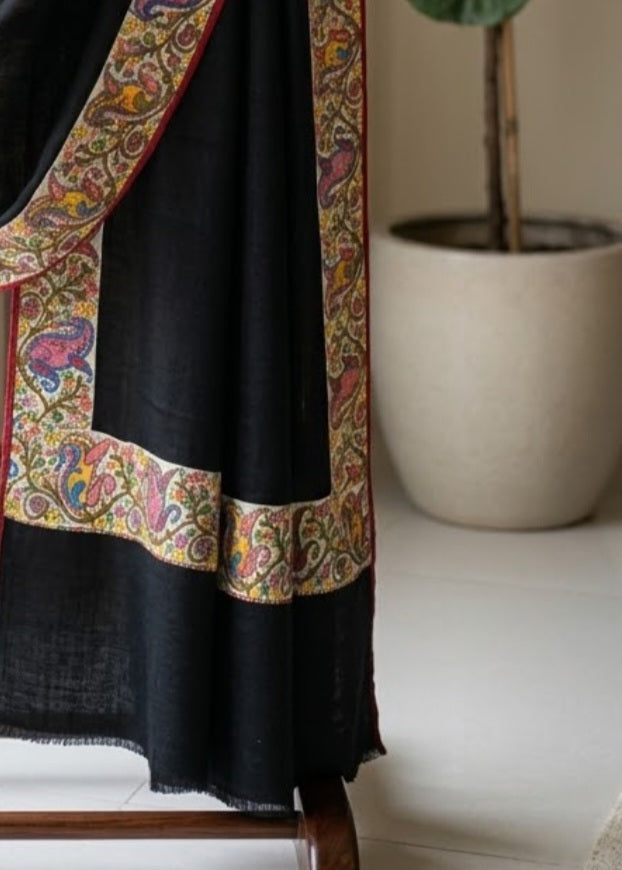 Kalamkar embroidered minishawl: pashmina