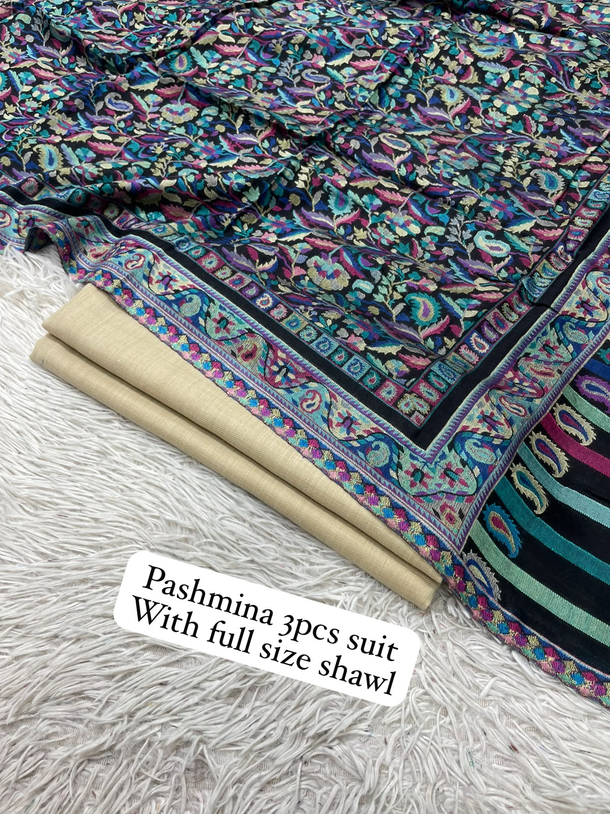 Kaani three piece: Pashmina