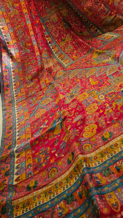 Meenakari pink Shawl: silk