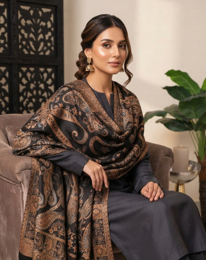 Moonlight reversible gandhara kaani: Pashmina