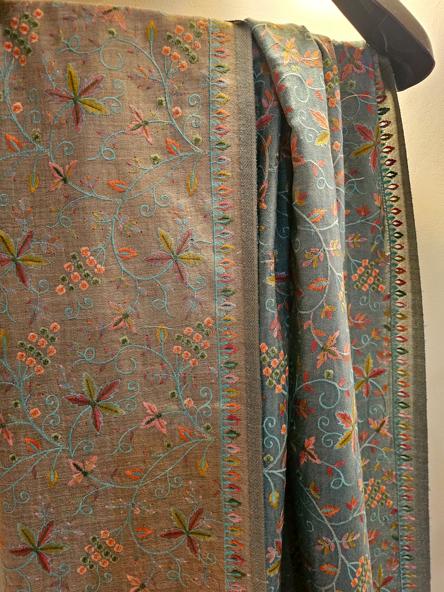 Papermachi embroidered reversible toosh shawl