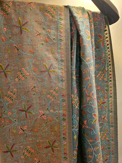 Papermachi embroidered reversible toosh shawl