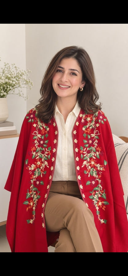Embroidered cape shawl: Pashmina