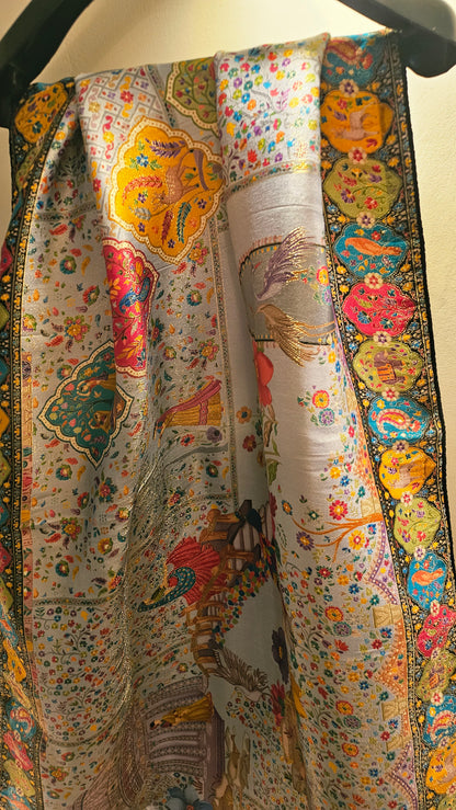 Meenakari minishawl: patola silk