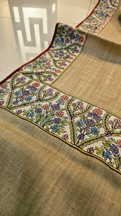 Kalamkar embroidered minishawl: pashmina