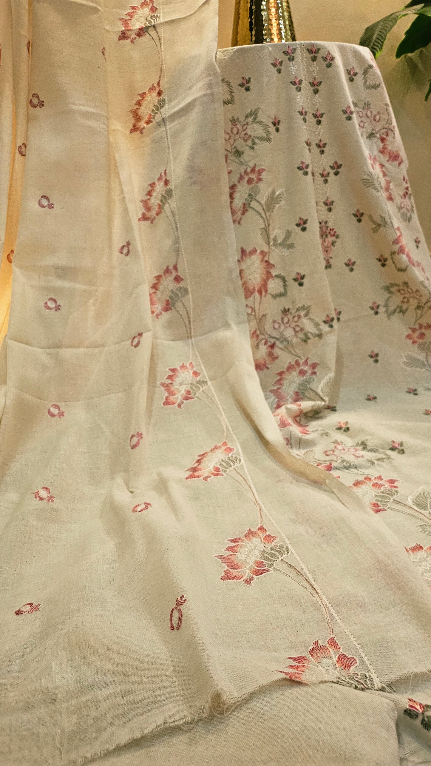 Embroidered three piece: Karandi khaddar