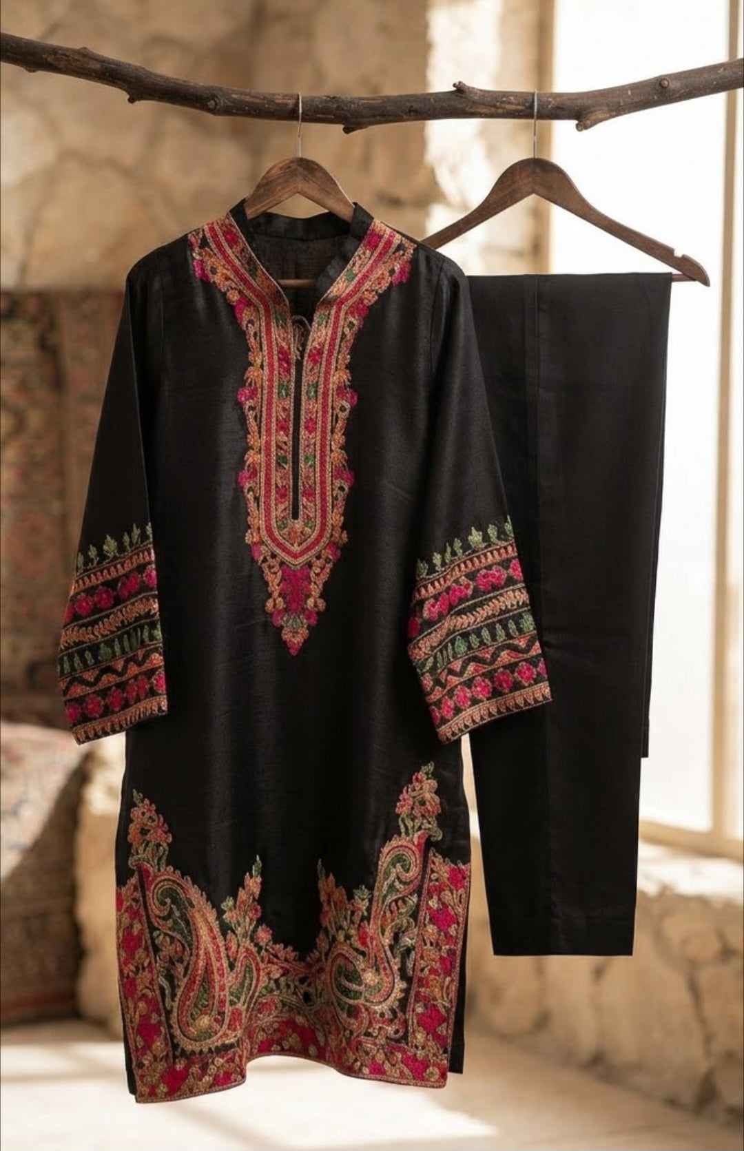 Embroidered kurta trouser: Pashmina