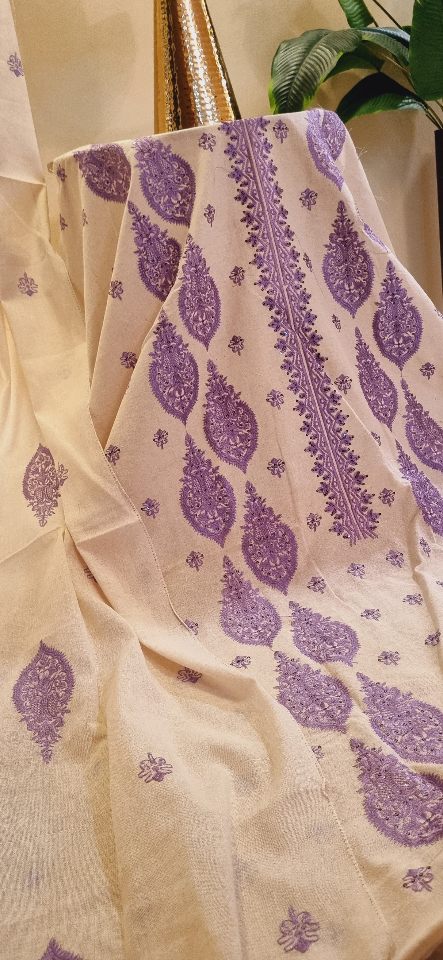 Embroidered khadar karandi suit