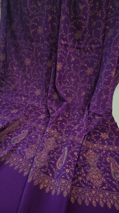 Hand embroidered woolen pashmina shawl
