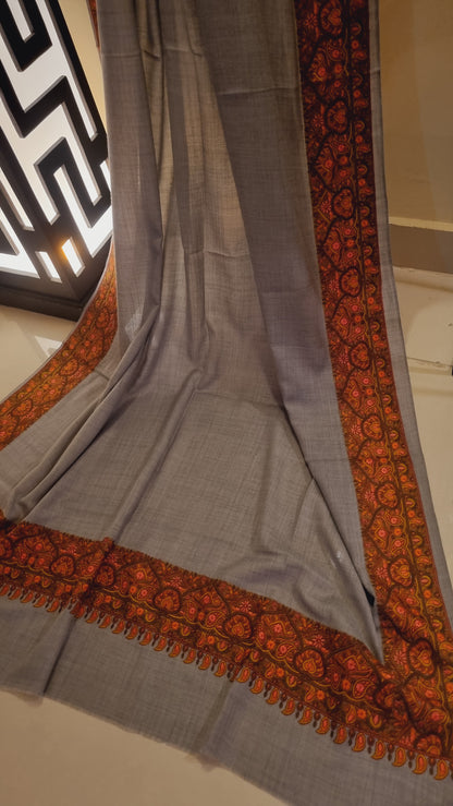 Papermachi embroidered pashmina shawl