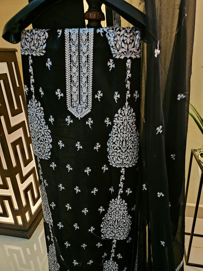 Lawn embroidered three piece suit