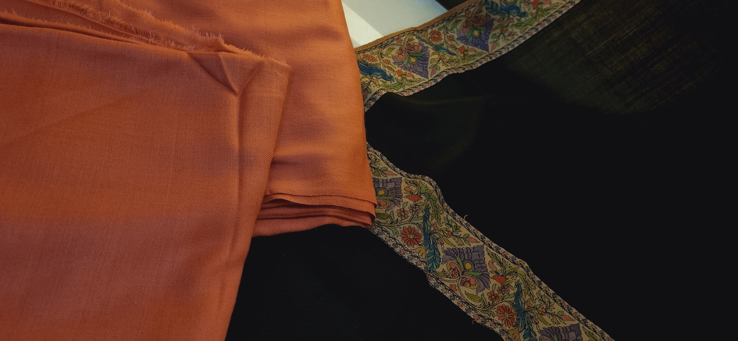 Pashmina kalamkar with plain suit