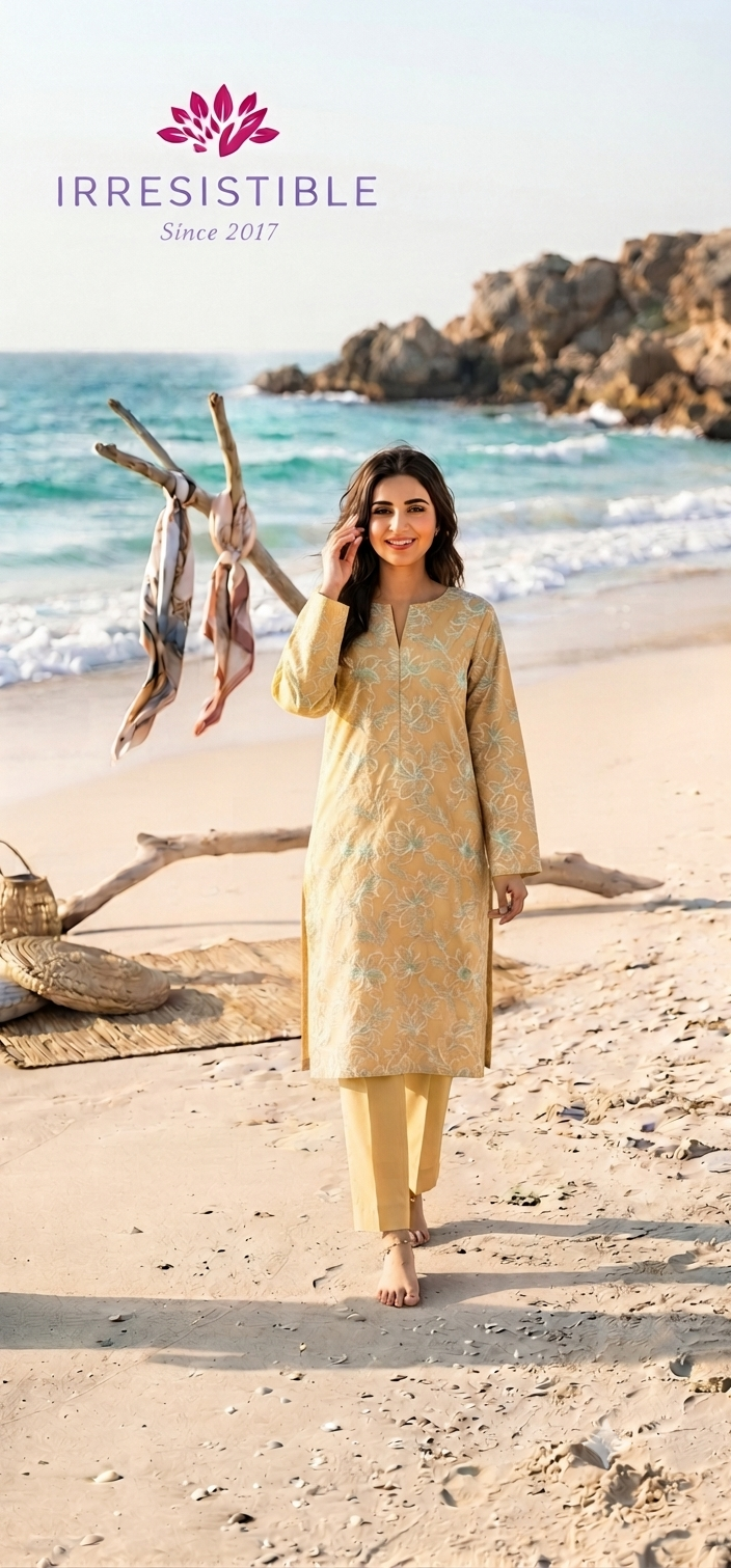 Embroidered two piece: lawn