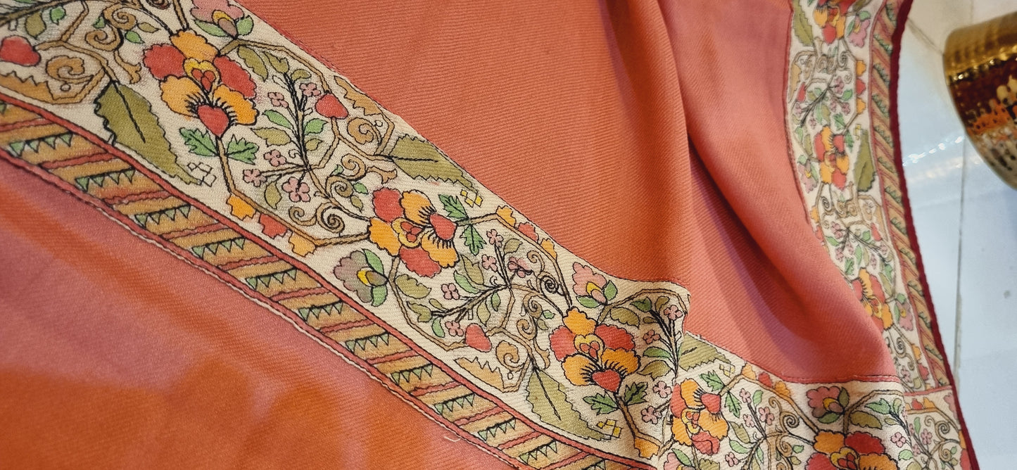 Pashmina shawl with kalamkar border