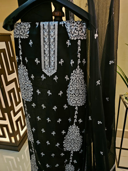 Lawn embroidered three piece suit
