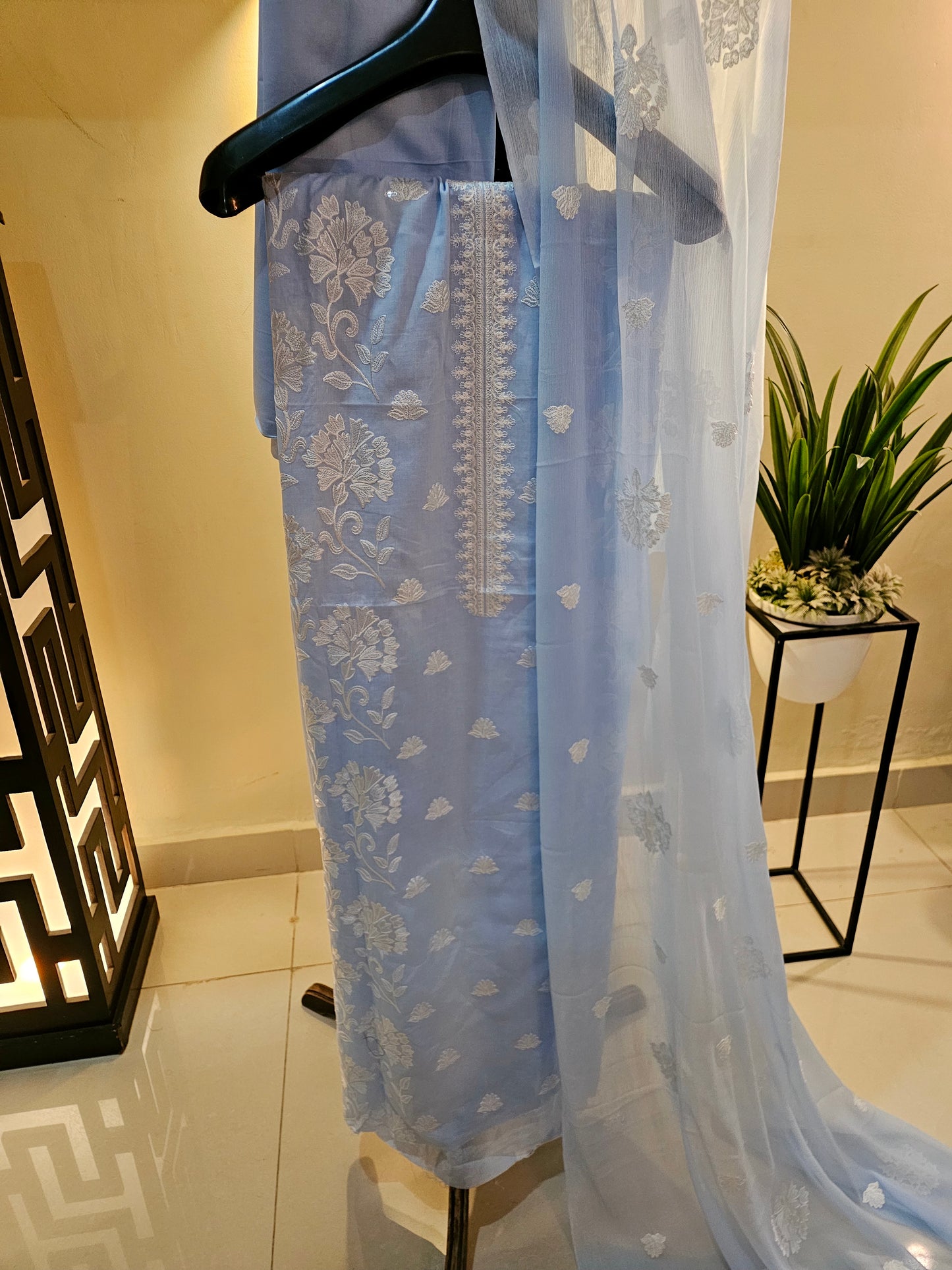 Lawn embroidered three piece