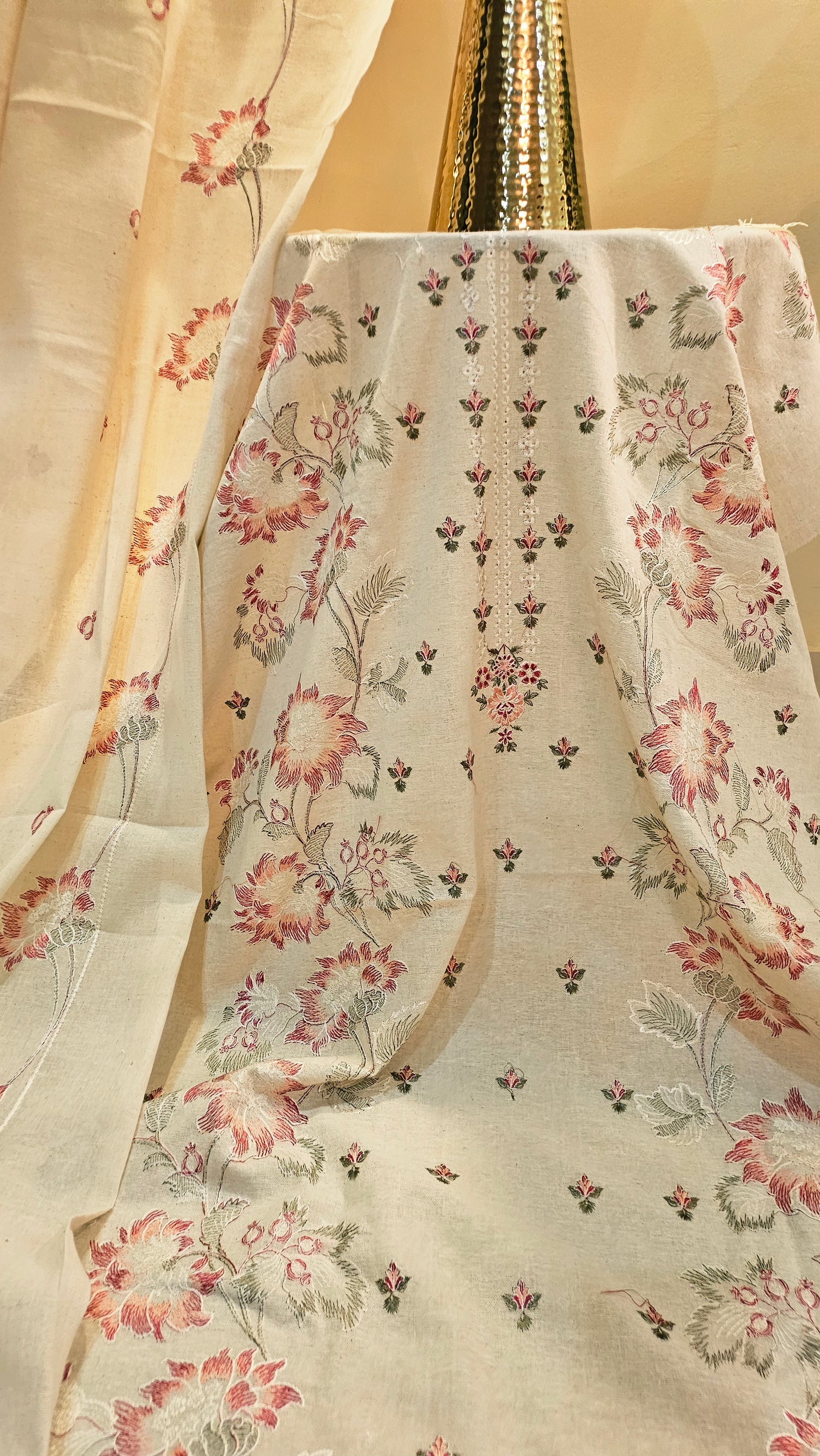 Embroidered three piece: Karandi khaddar
